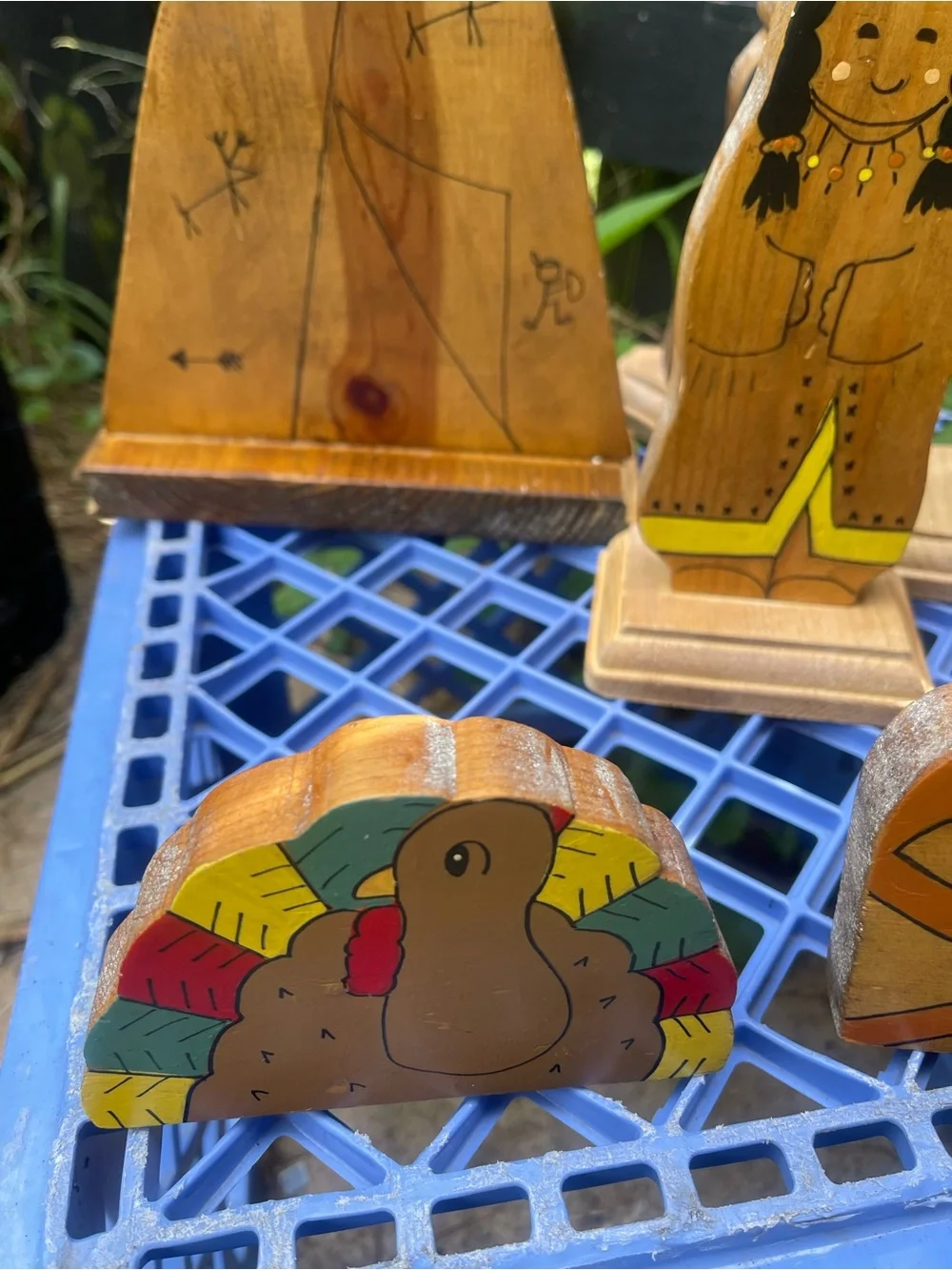Vintage Primitive Handcrafted Thanksgiving Fall Display 7 Piece Vermont Folk Art